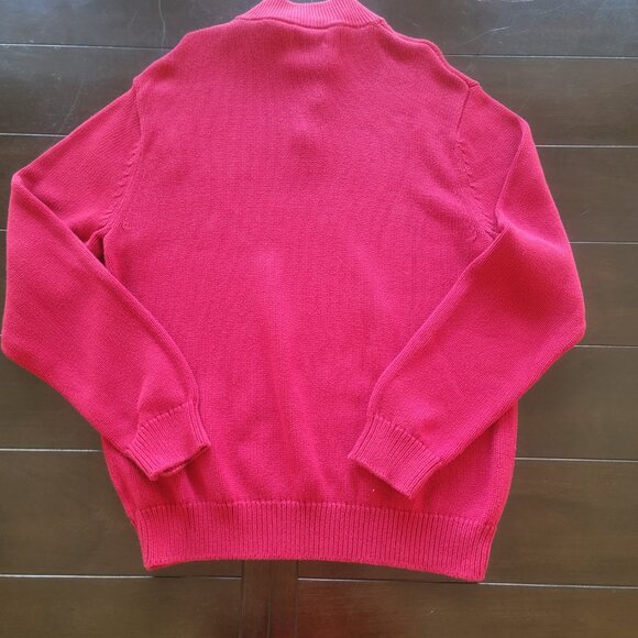 Men's Chaps 1/4 zip tight woven knit red sweater L - Picture 2 of 3